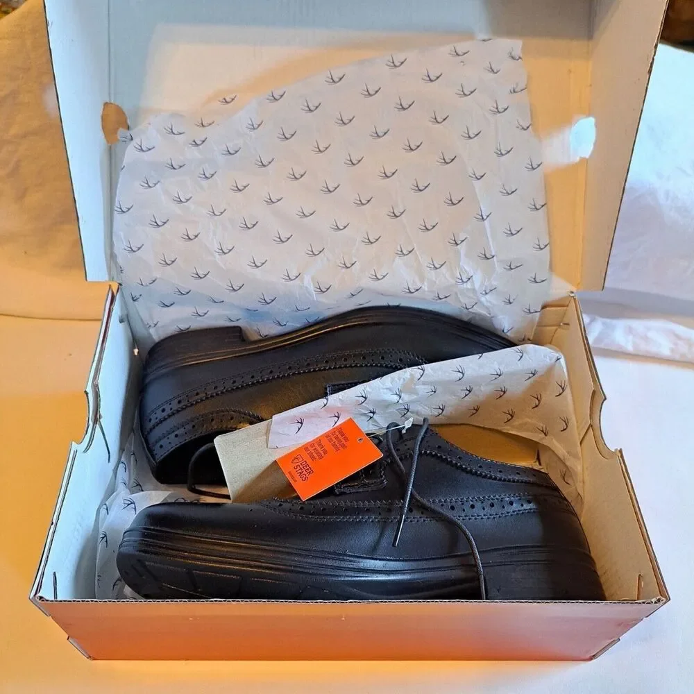 Deer Stags Ace Oxford Leather Wingtip Dress Shoes Big Boys Size 5M Black - New!